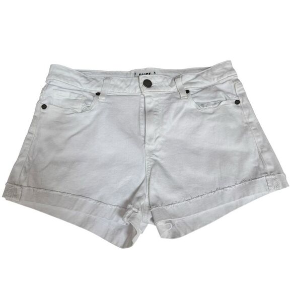 Paige Jimmy Jimmy Shorts Raw Hem Cuff White Jean Cotton Blend Stretch Sz 28 - Picture 3 of 8